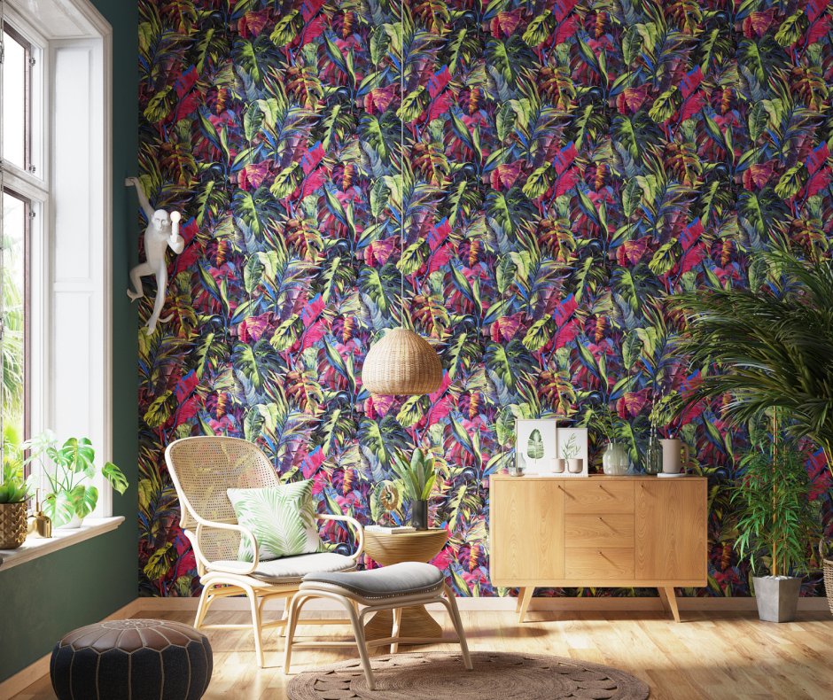 Mustertapete mit Dschungelmotiv