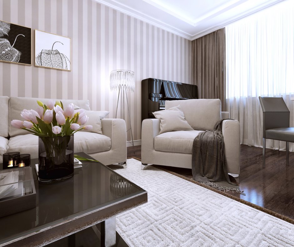 Mustertapete im Wohnzimmer