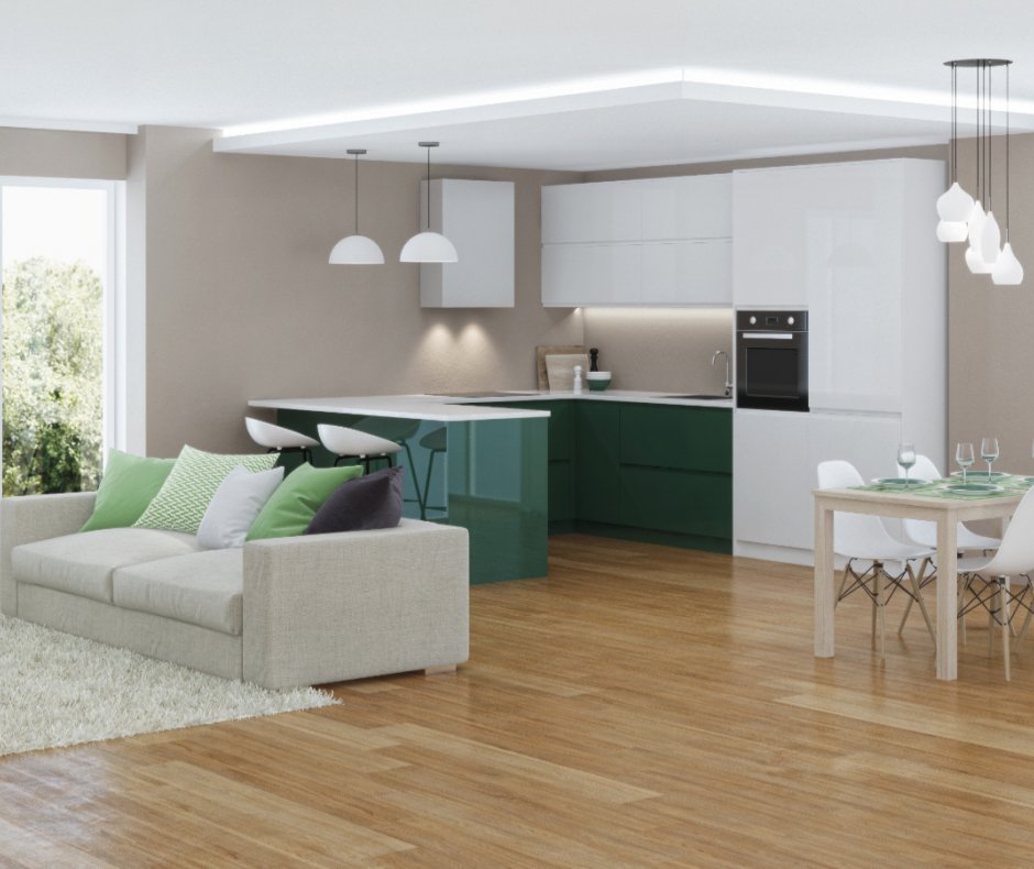 Parkettboden in Wohnzimmer und Küche