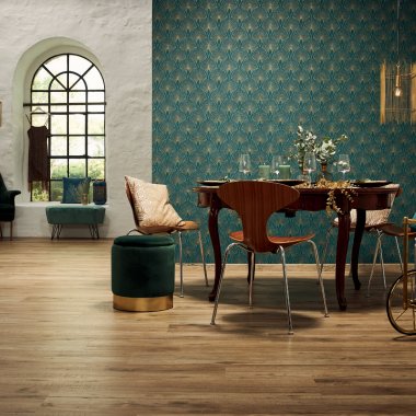 Dunkelgrüne Mustertapete