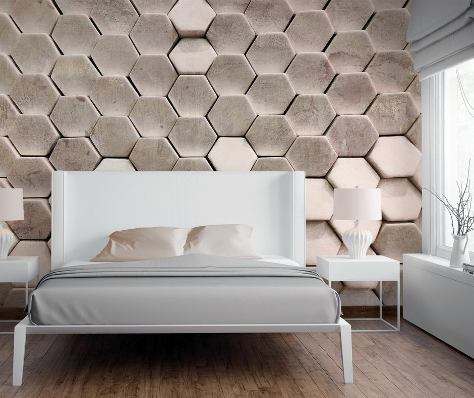 Mustertapete in 3D Wabenoptik