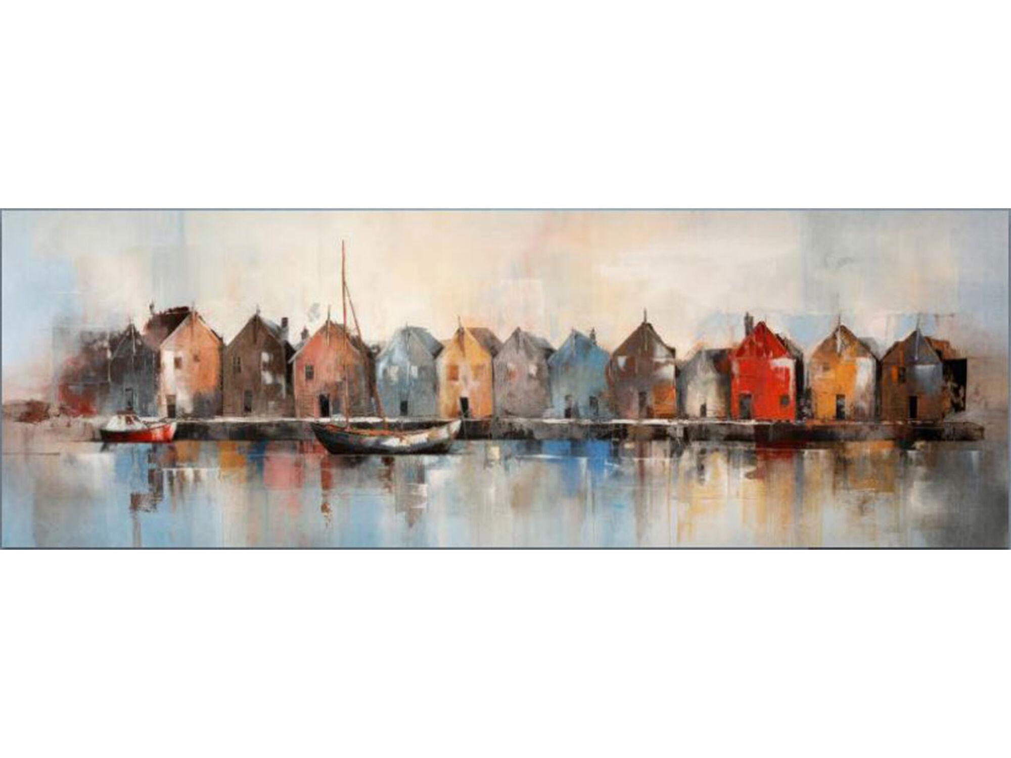 Leinwandbild auf Holzrahmen »Hafenstadt« 50 x 150 cm (HxB)