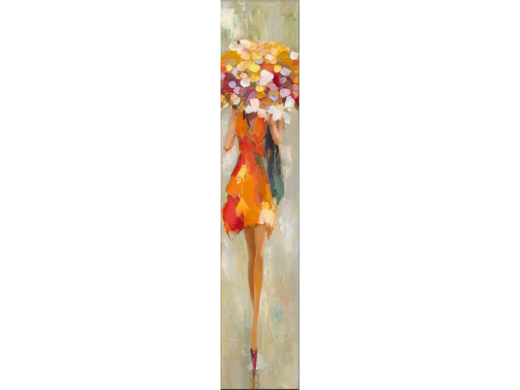 Leinwandbild »Frau mit Schirm«, bunt, 30 x 150 cm