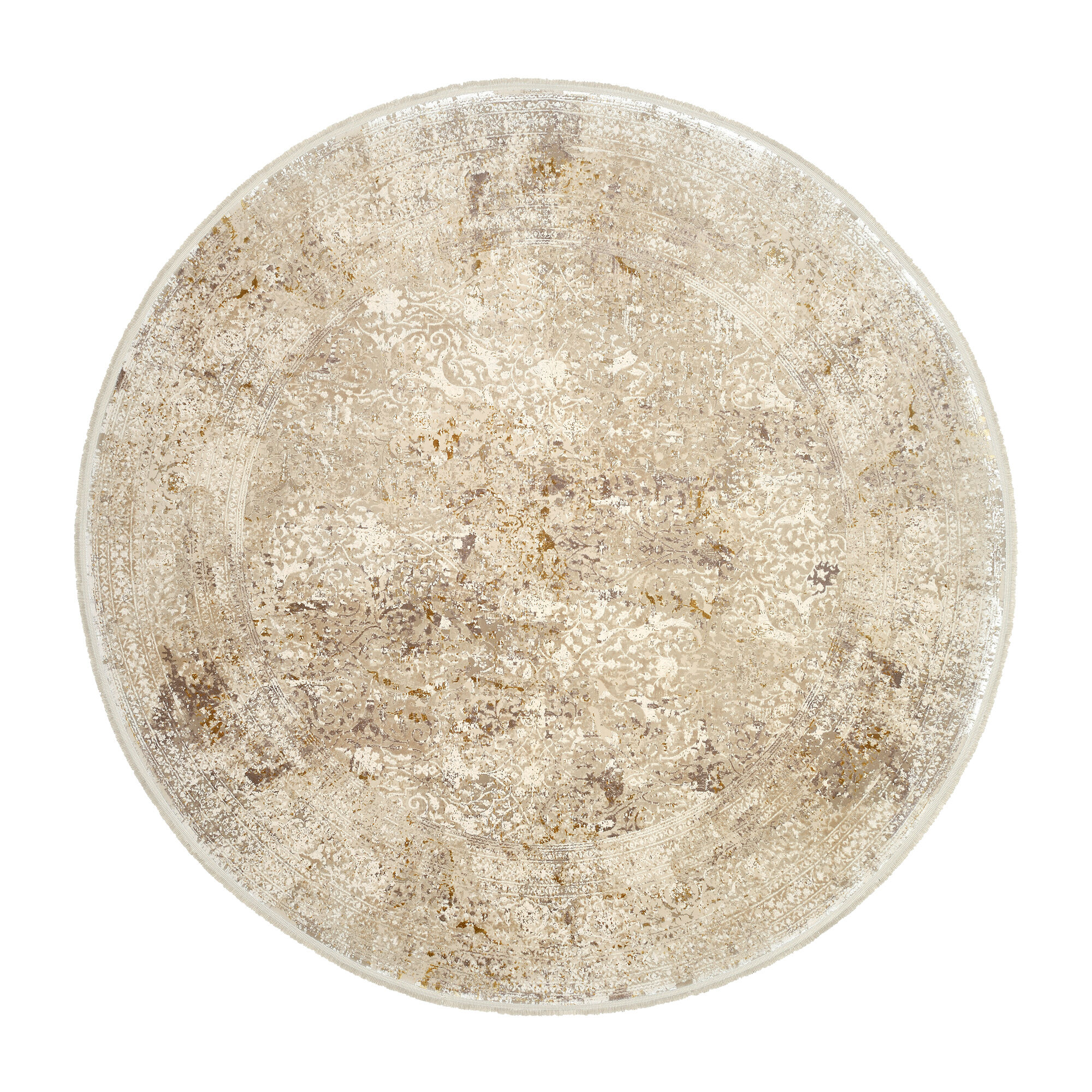 Vintage Designer Teppich »Limited 04« - Beige-Gold, 200x200 cm, hochwertige Verarbeitung