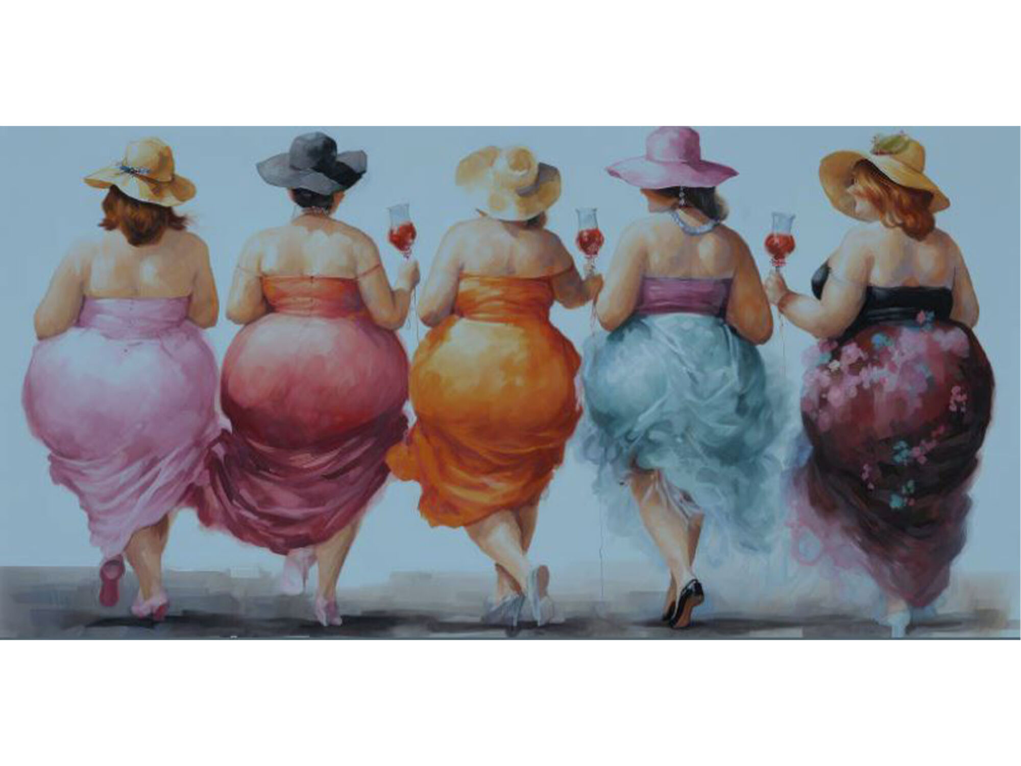 Leinwandbild »5 Frauen mit Wein« in 70 x 140 cm (HxB)