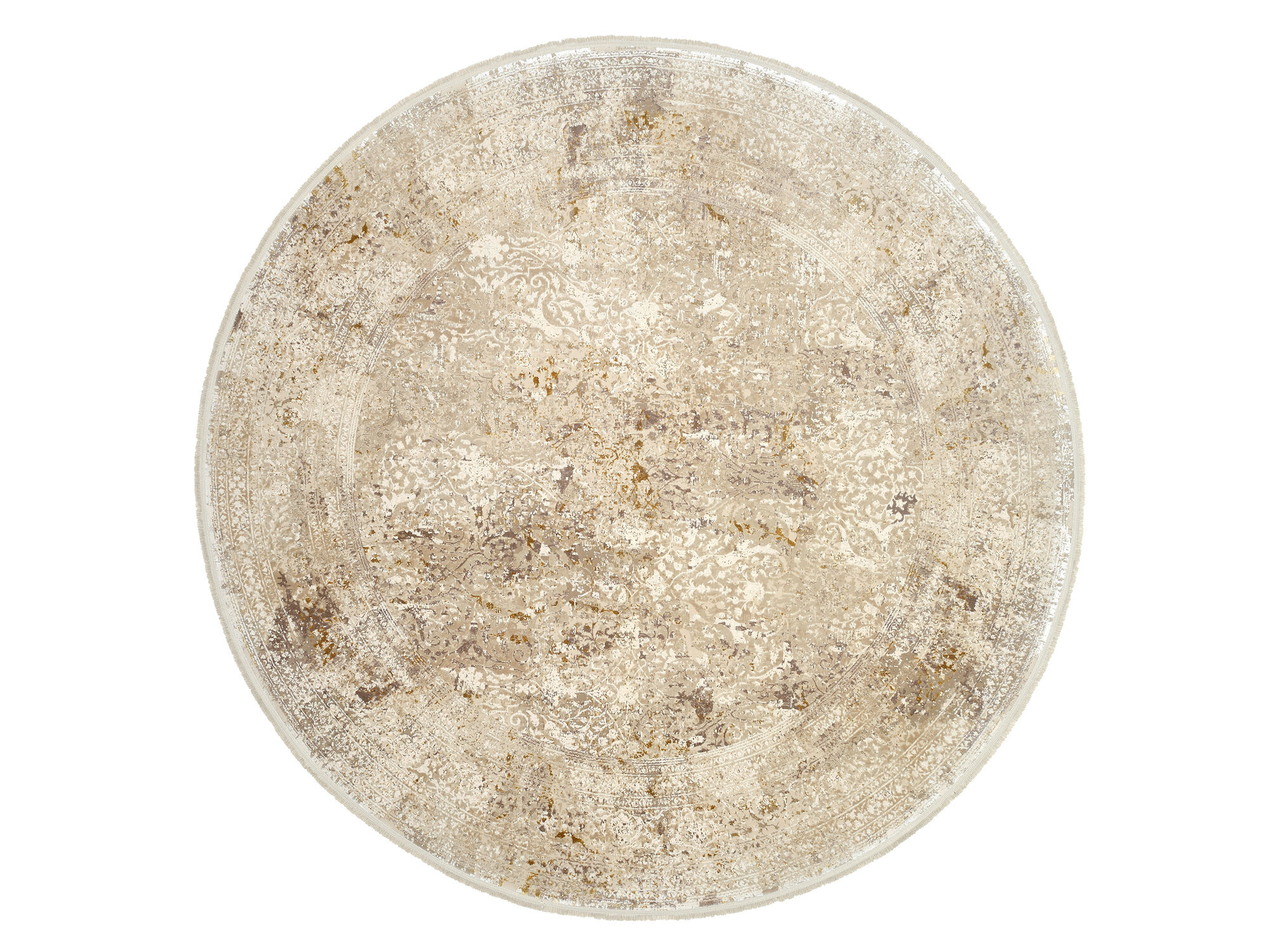 Vintage Designer Teppich »Limited 04« - Beige-Gold, 200x200 cm, hochwertige Verarbeitung