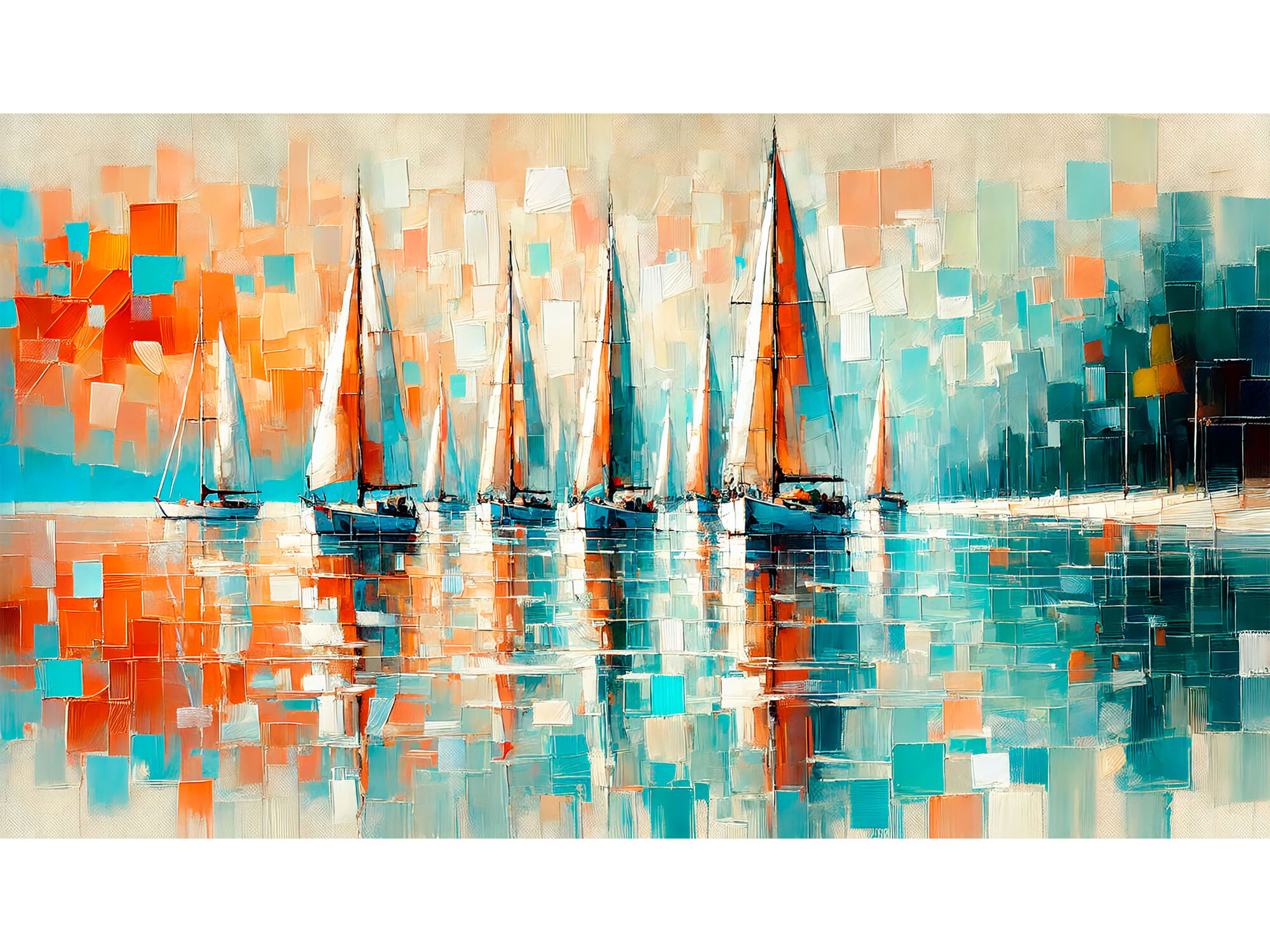 Leinwandbild »Segelschiffe bunt« in 70 x 140 cm 