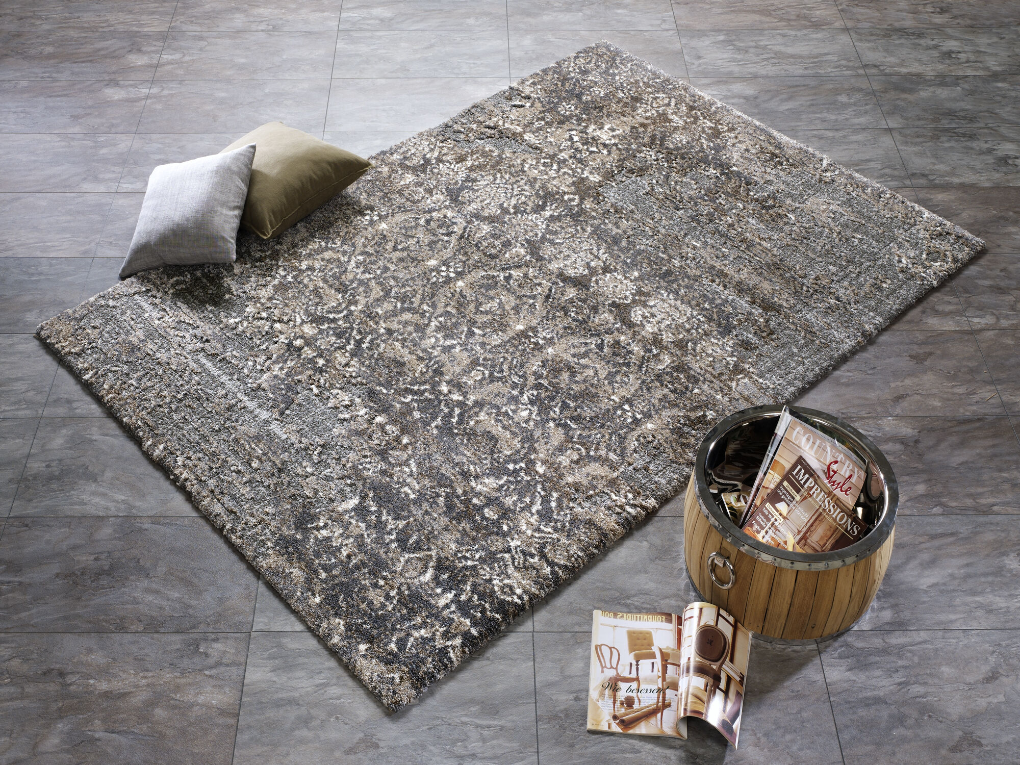 Weicher Shaggy Hochlor Langflor Teppich »Edition Loft 02« – 3D Hochtief-Optik, 65x130 cm, Braun-Beige