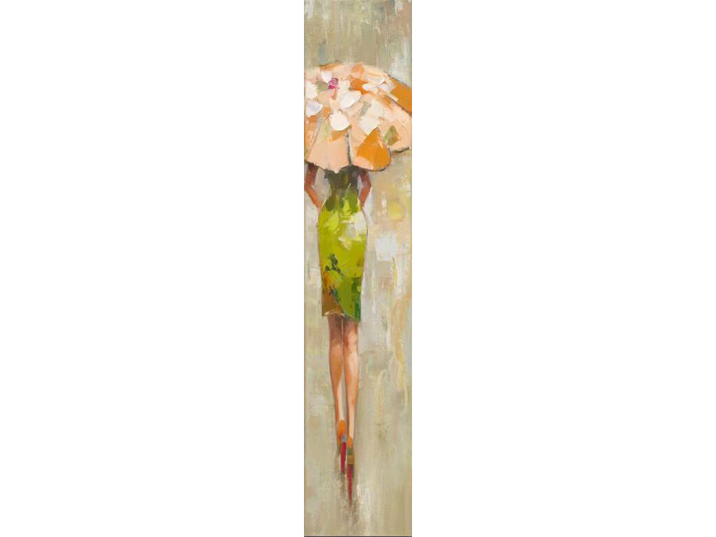 Leinwandbild »Frau mit Schirm«, Apricot, 30 x 150 cm 