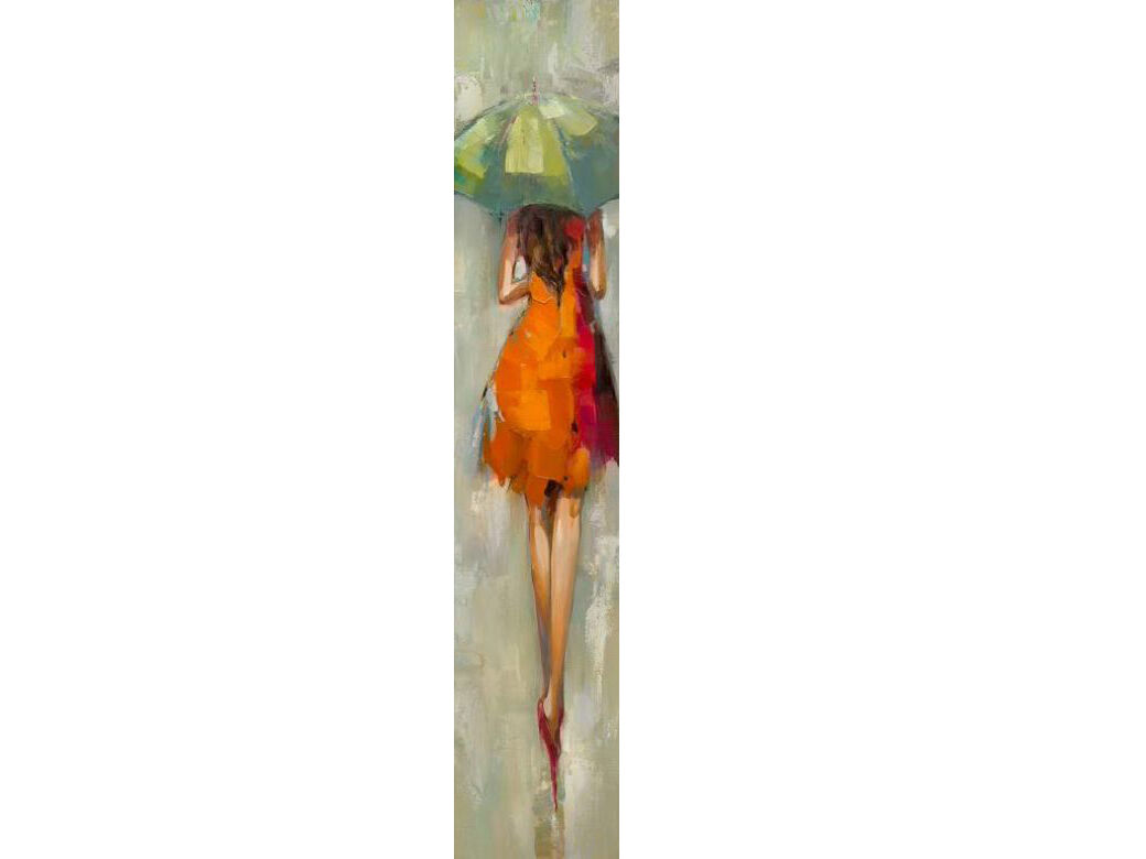 Leinwandbild »Frau mit Schirm«, Grün, 30 x 150 cm