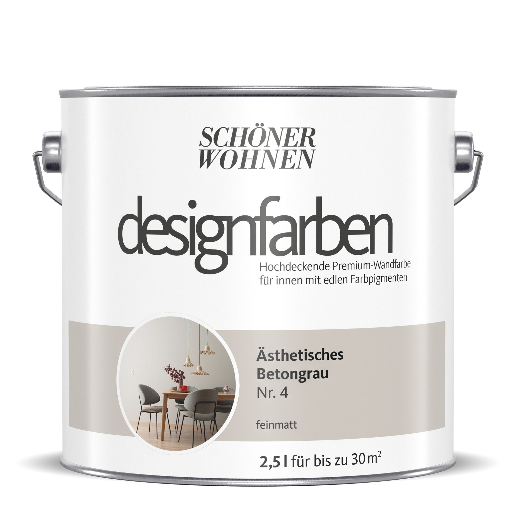 Hochdeckende Designfarbe Betongrau