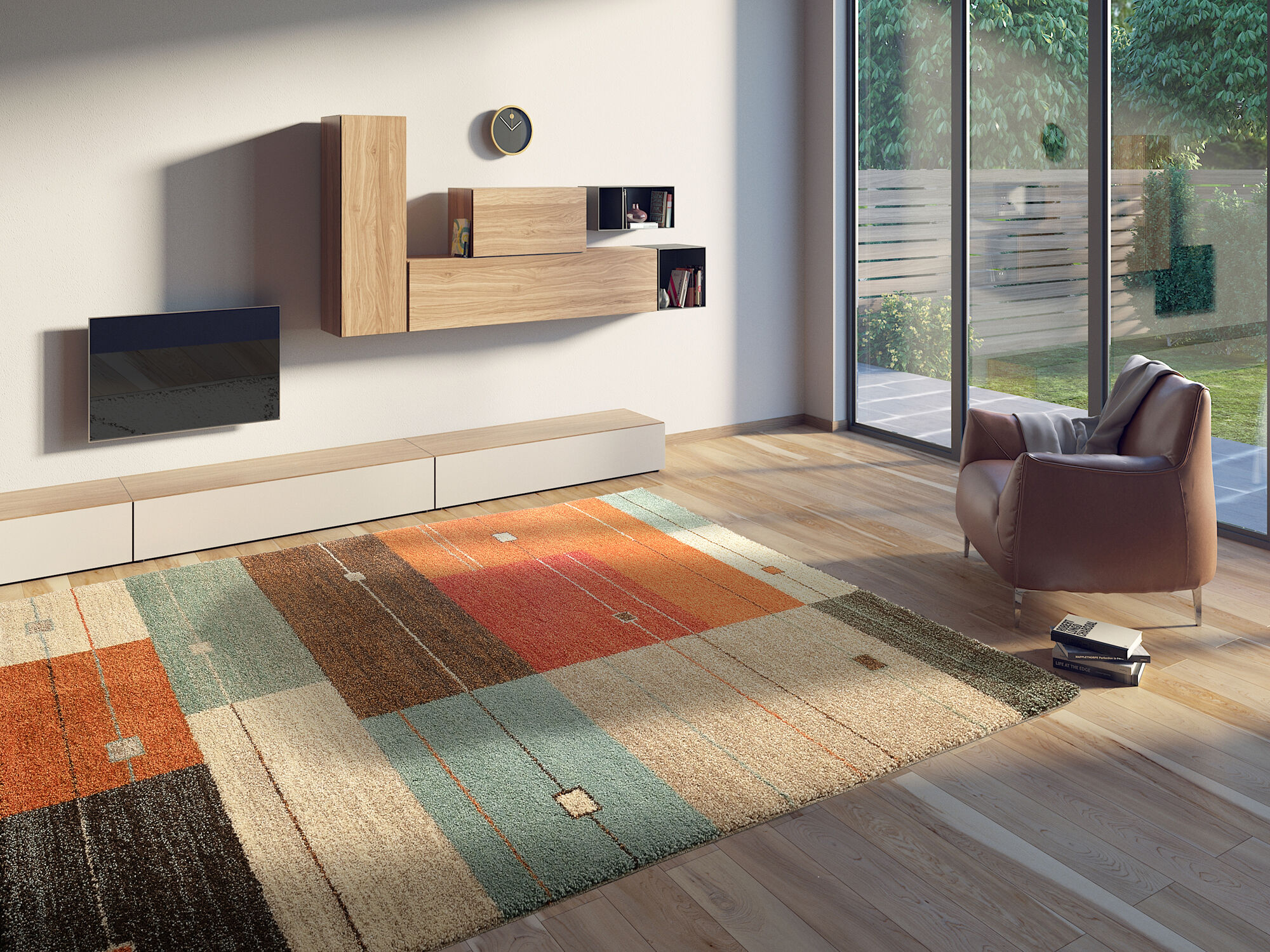 Moderner Frisé-Teppich »Cara 01« - Terra-Mix, 65x130 cm, hochwertiges Design