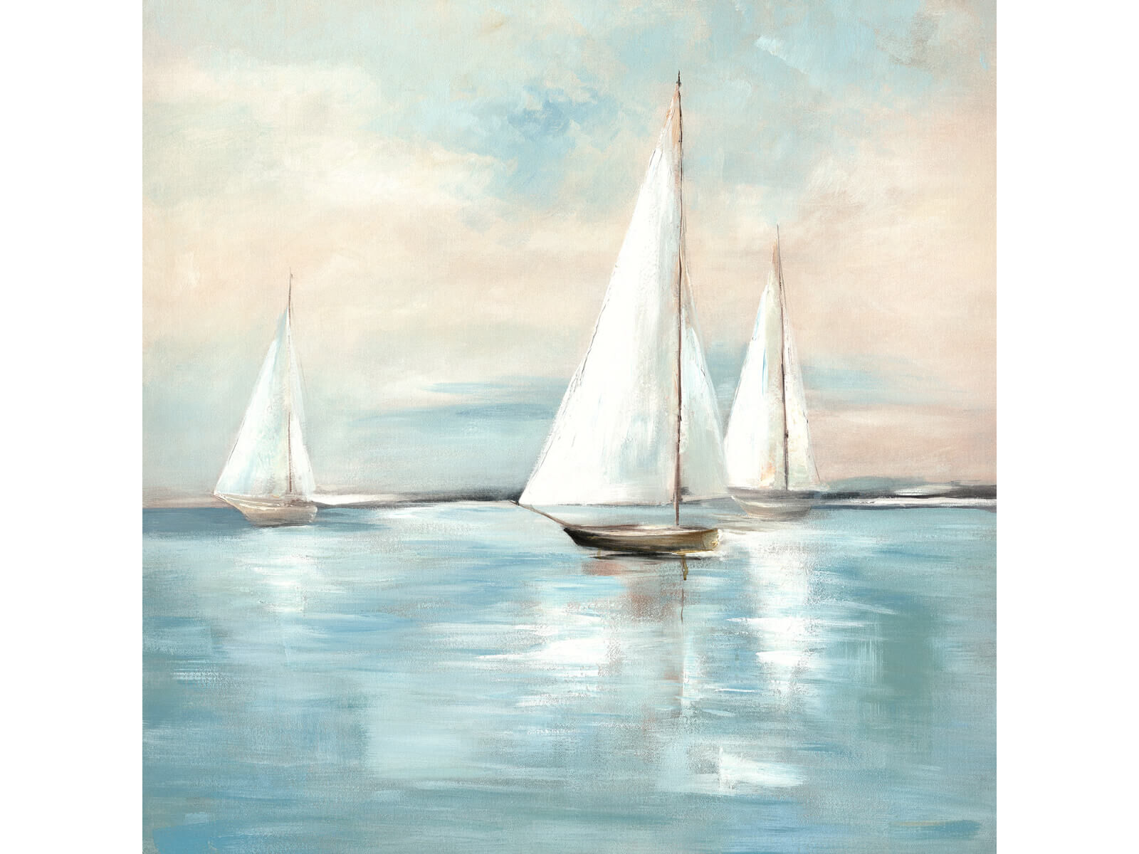 Quadratisches Leinwandbild »Segelboote im Abendlicht« in 60 x 60 cm