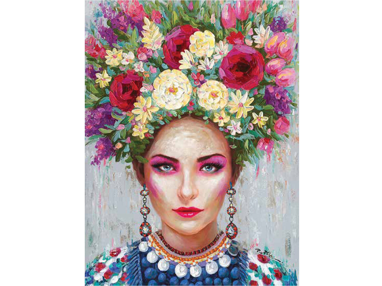 Leinwandbild »Frau mit Blumenkopf« 90 x 120 cm