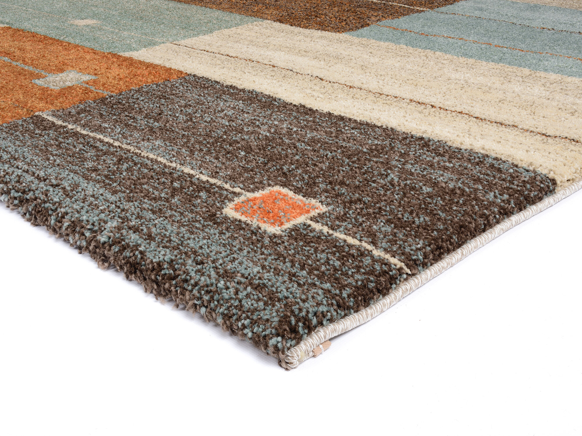 Moderner Frisé-Teppich »Cara 01« - Terra-Mix, 65x130 cm, hochwertiges Design