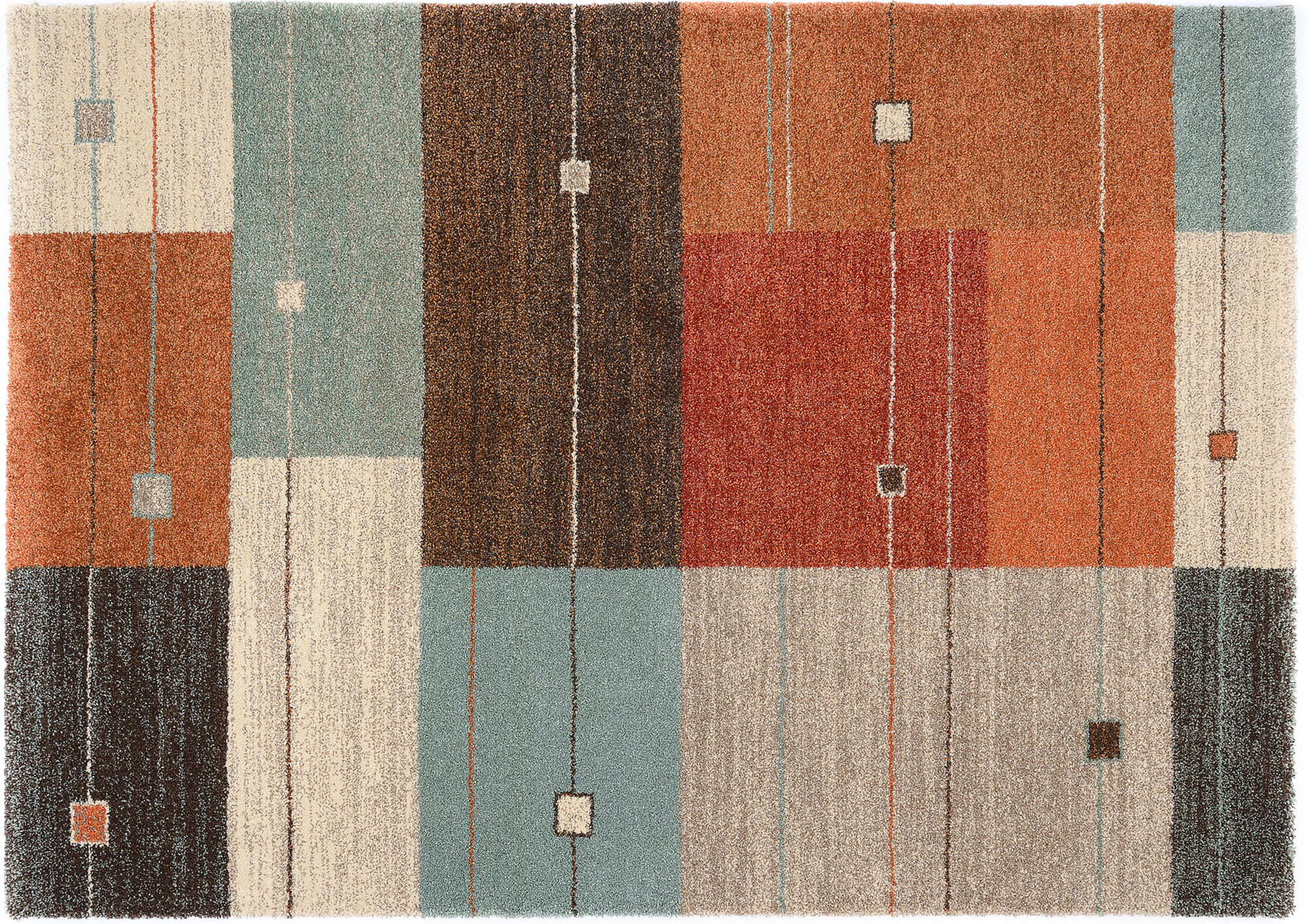 Moderner Frisé-Teppich »Cara 01« - Terra-Mix, 65x130 cm, hochwertiges Design